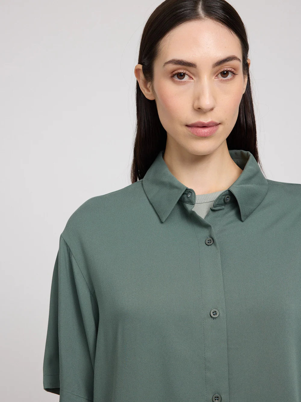 Short Sleeve Viscose Shirt - Bottle