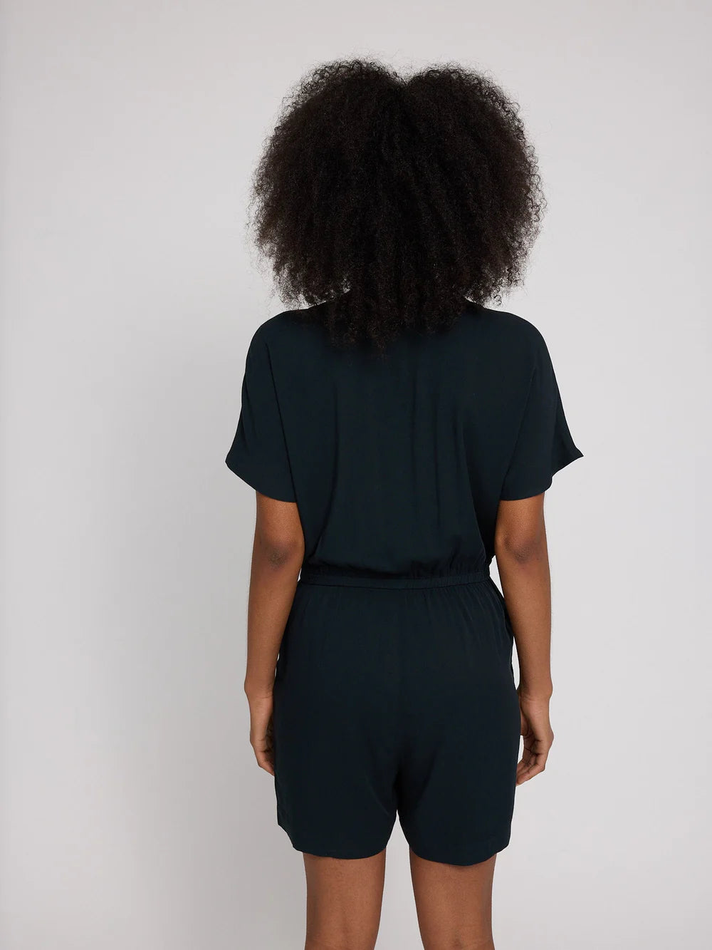 Short Viscose Jumpsuit - Black