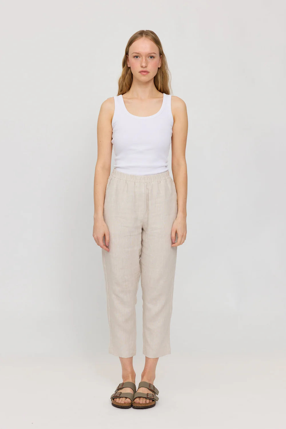 Straight Leg Linen Pants - Moon