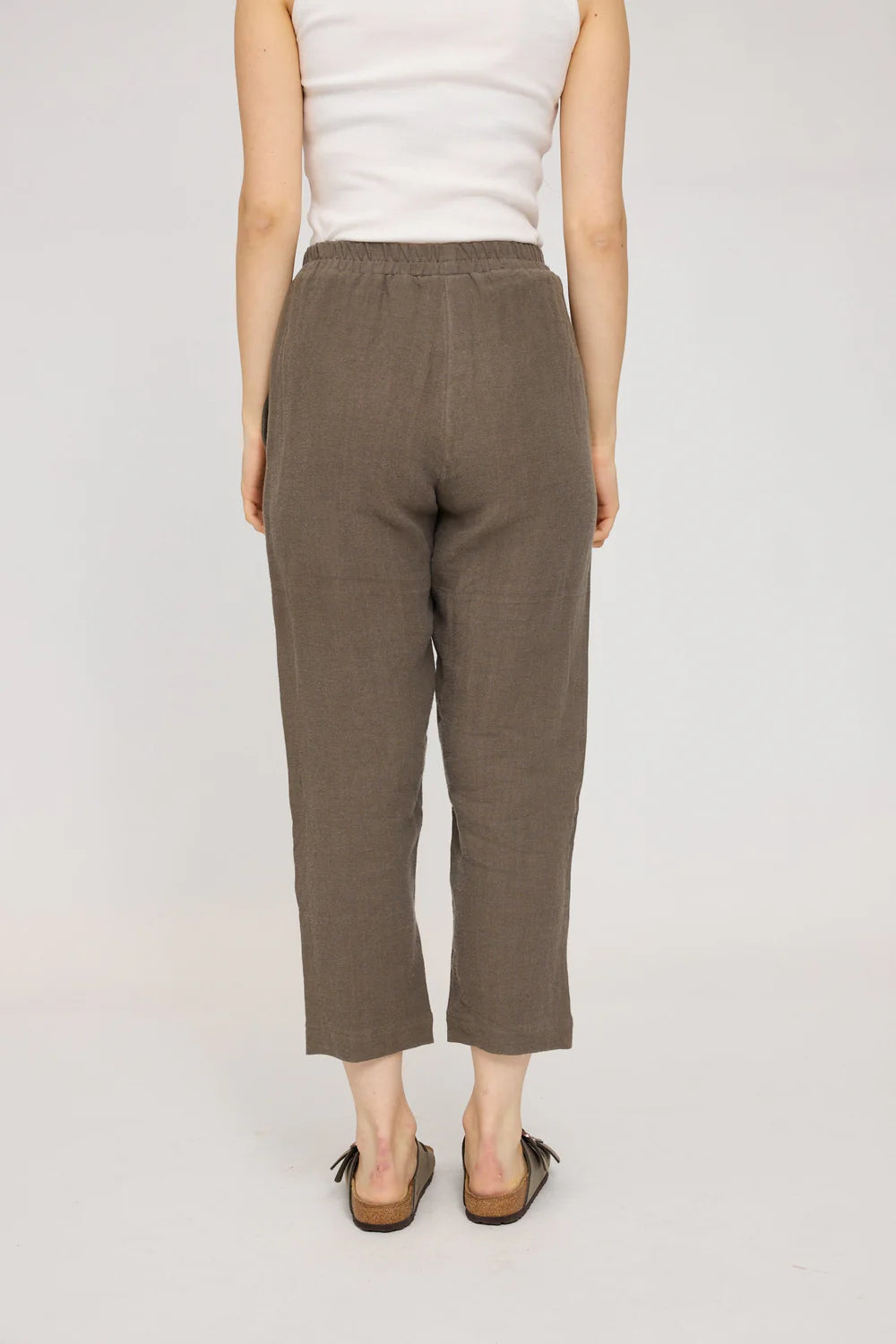 Straight Leg Linen Pants - Olive