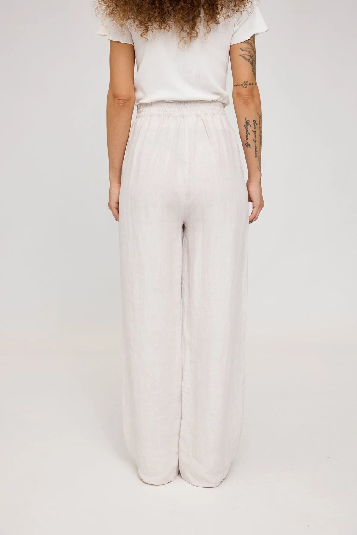 Wide Leg Linen Pants - moon