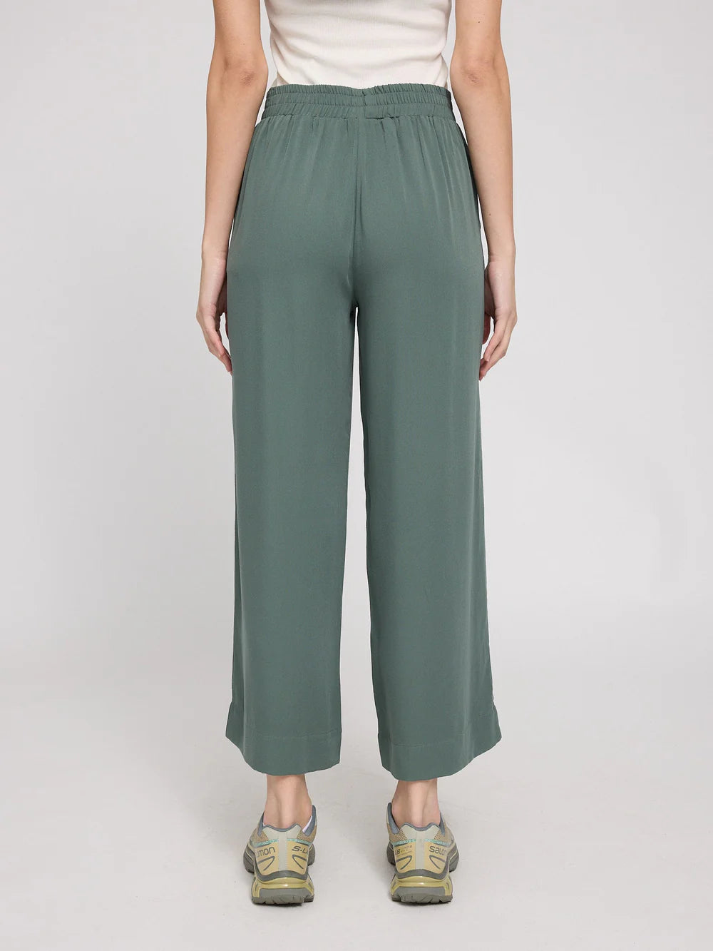 Wide Leg Viscose Pants - Bottle