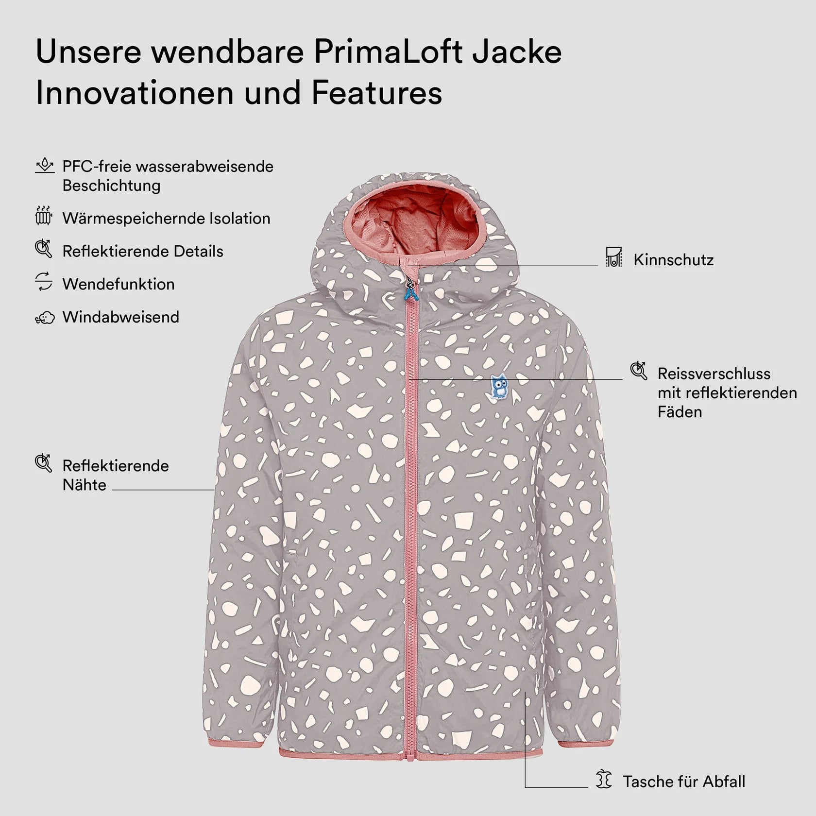 Prima Loft Jacke - Rosa/Grau