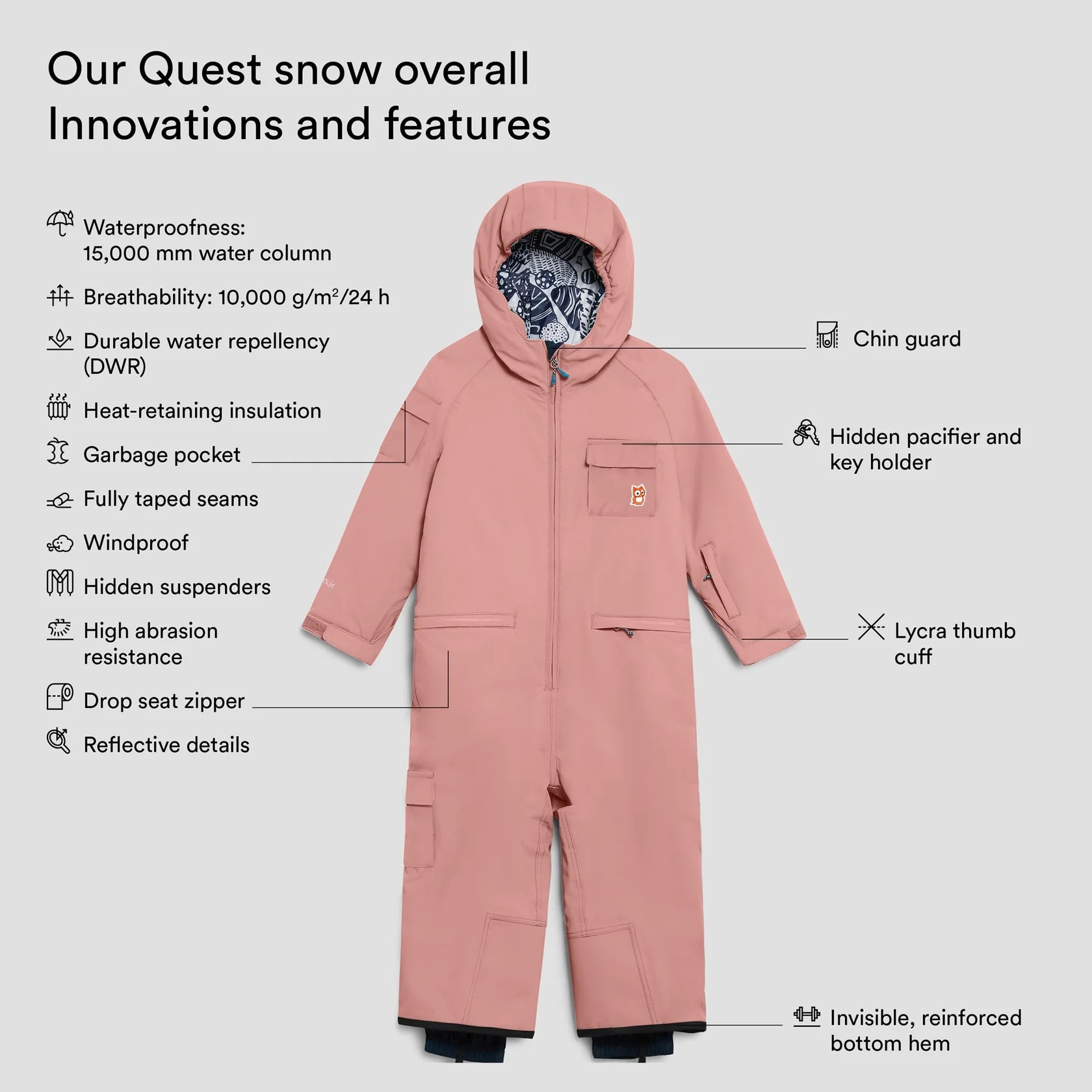 Quest Snow Overall - Rosa