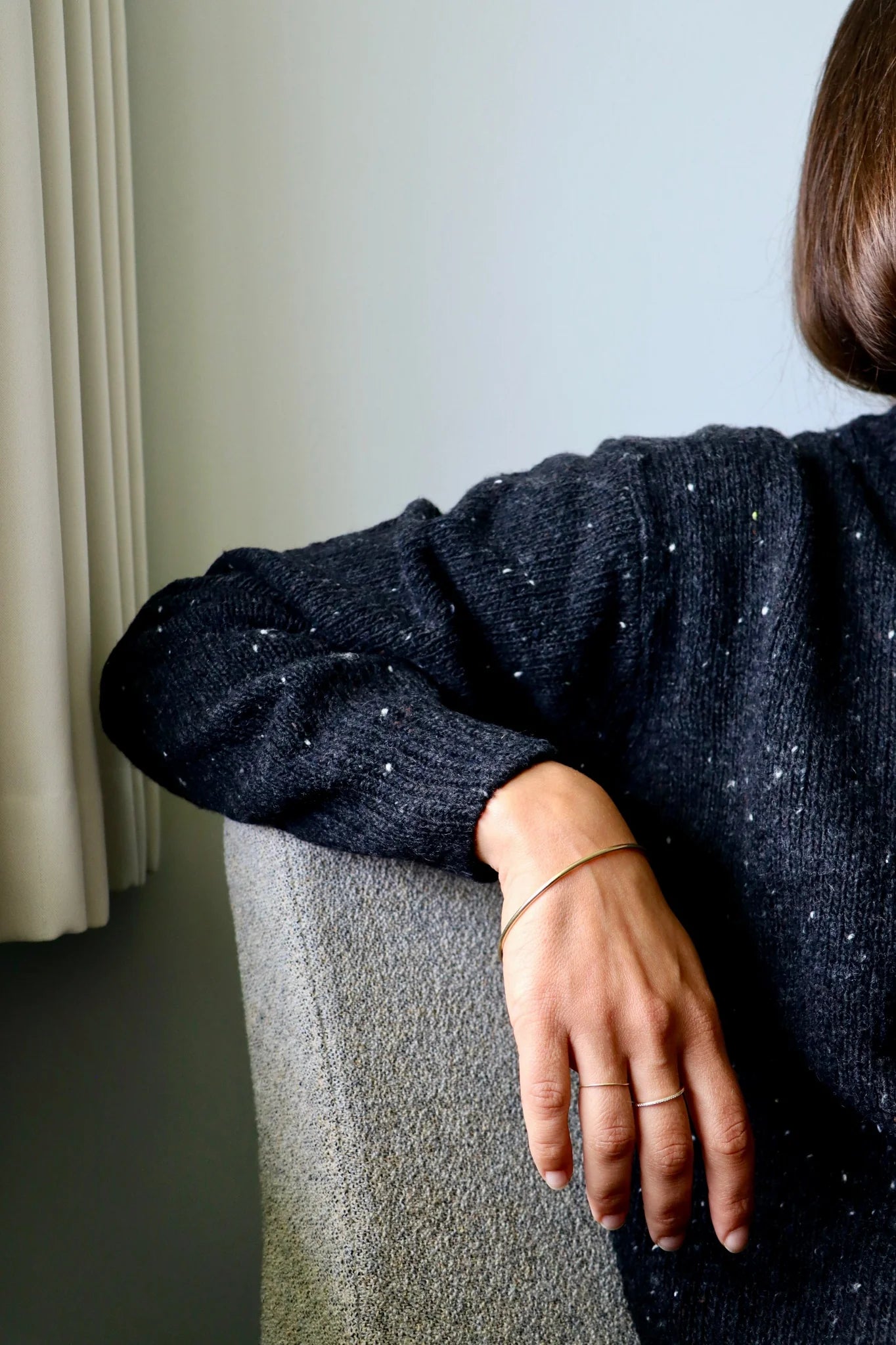 Pétale Wool Cardigan - Speckled Black