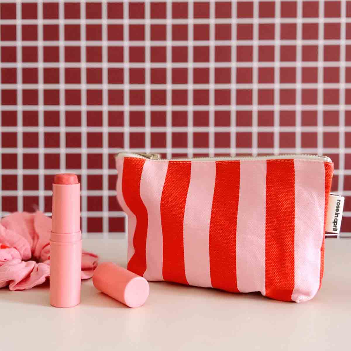 Pouch Sofia - Stripes Candy pink / Red