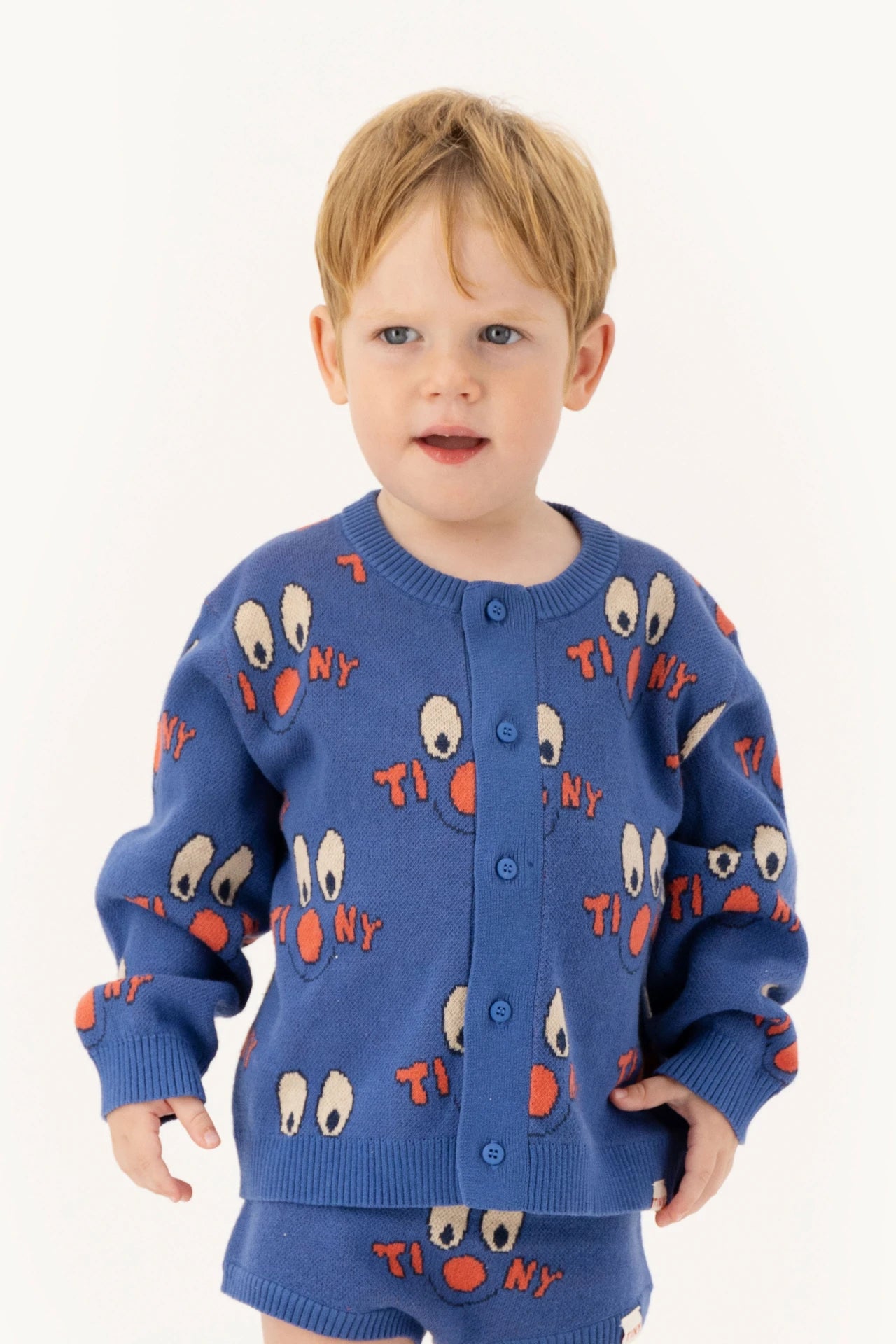 Clowns Baby Cardigan - Azure