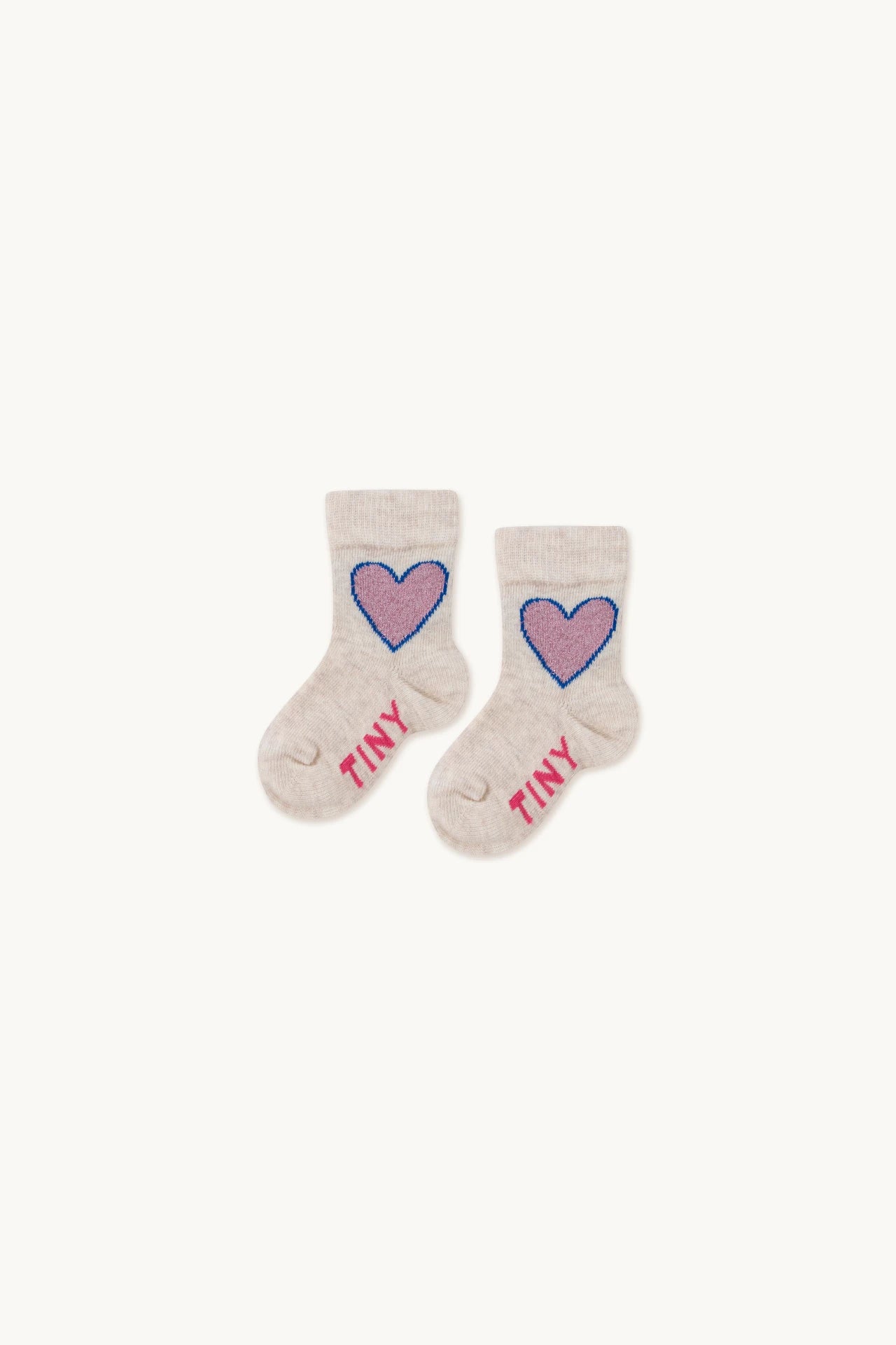 Heart Medium Socks - Cream Melange