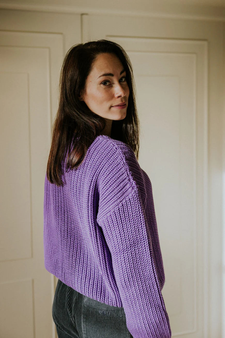 W's Chunky Knit Sweater - Amethyst
