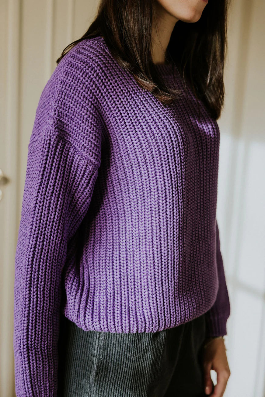 W's Chunky Knit Sweater - Amethyst