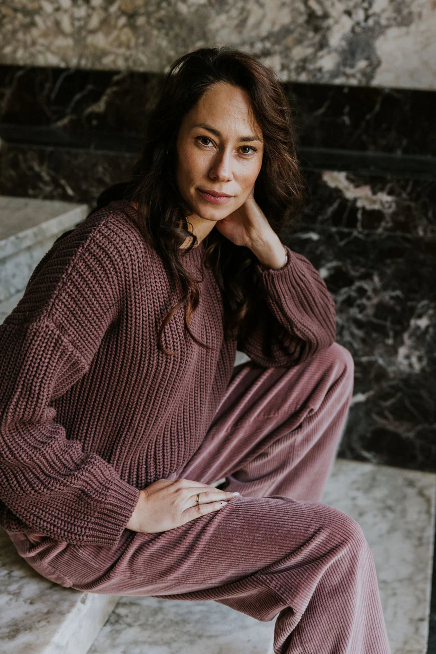 W's Chunky Knit Sweater - Fig