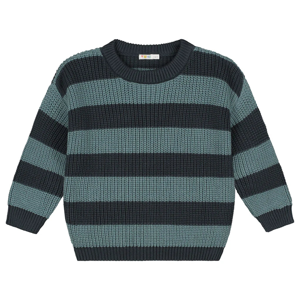 Stripes Knitted Sweater - Blue Monday