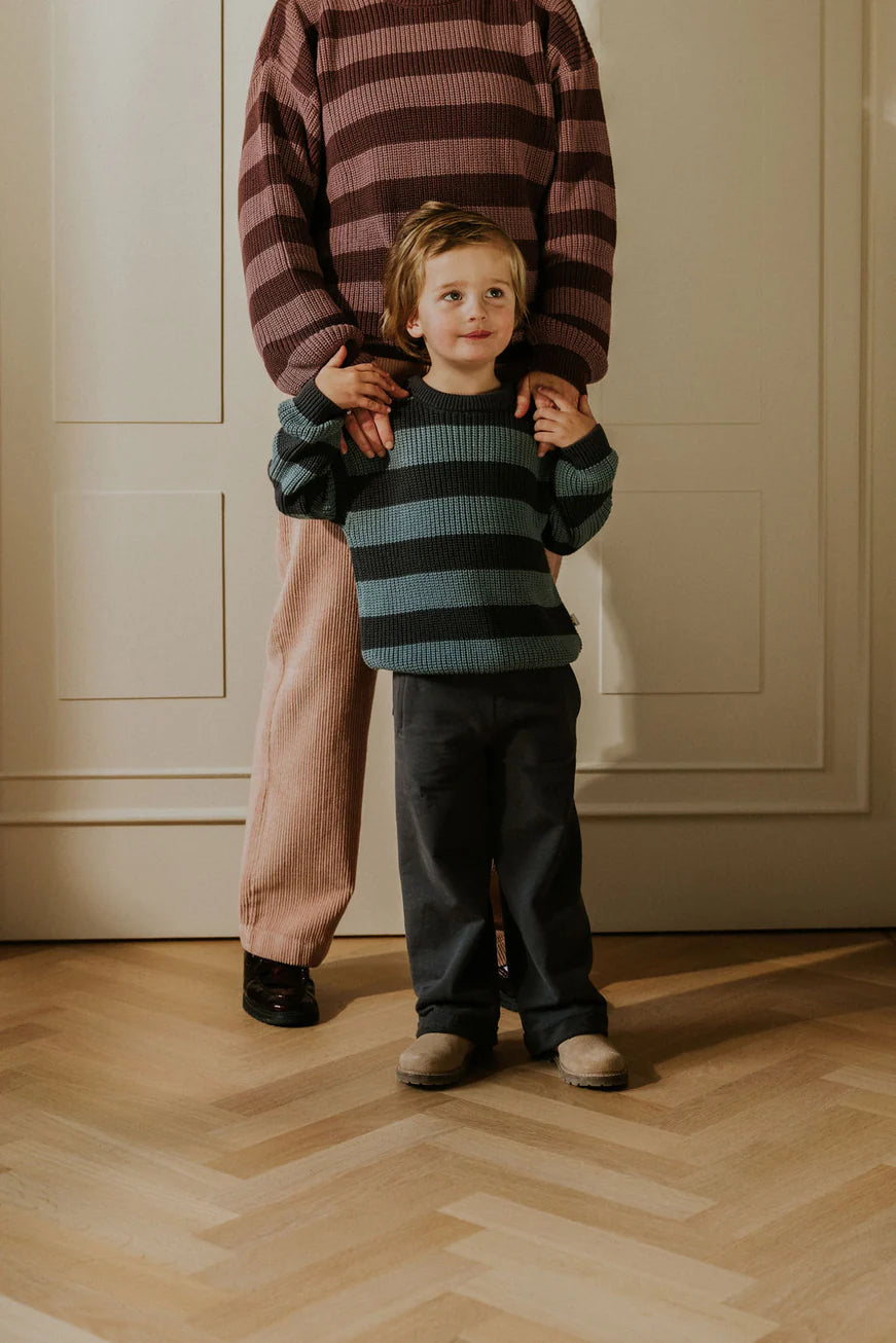 Stripes Knitted Sweater - Blue Monday