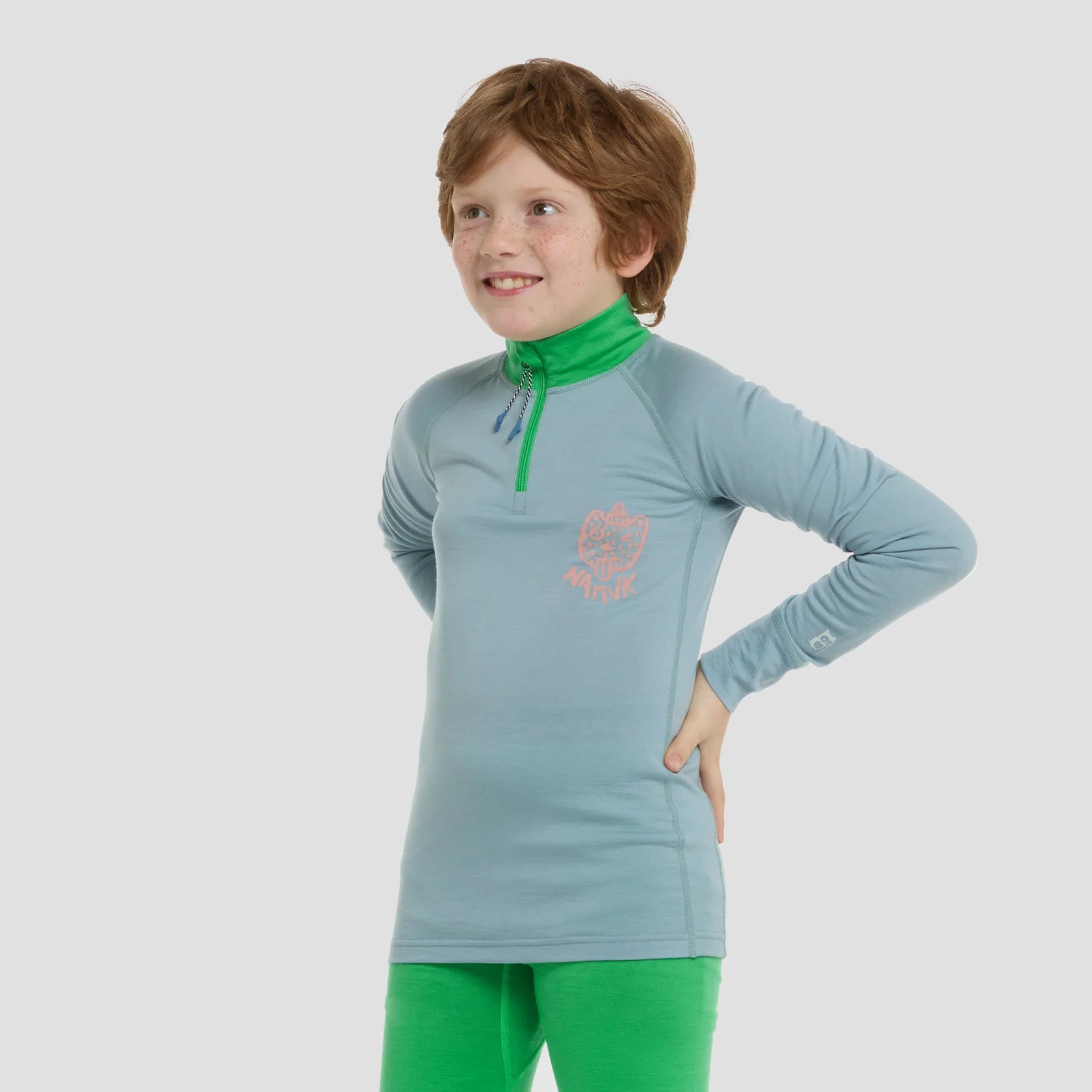 Merino Zip Longsleeve Ice Blue