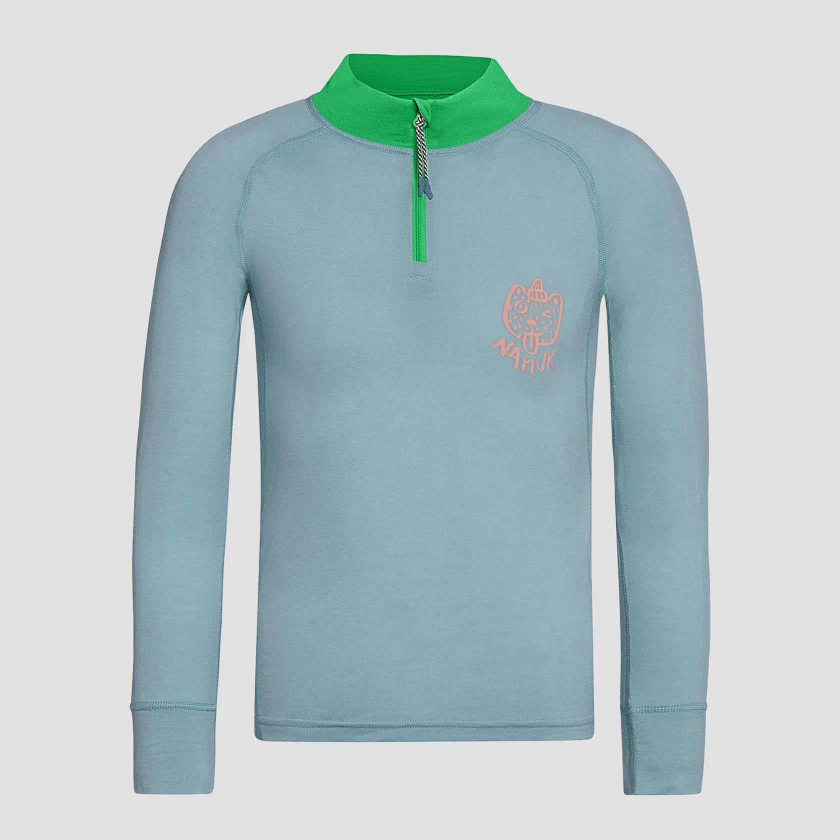 Merino Zip Longsleeve Ice Blue