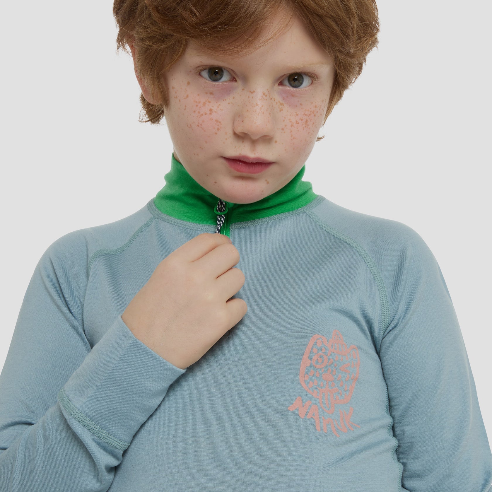 Merino Zip Longsleeve Ice Blue
